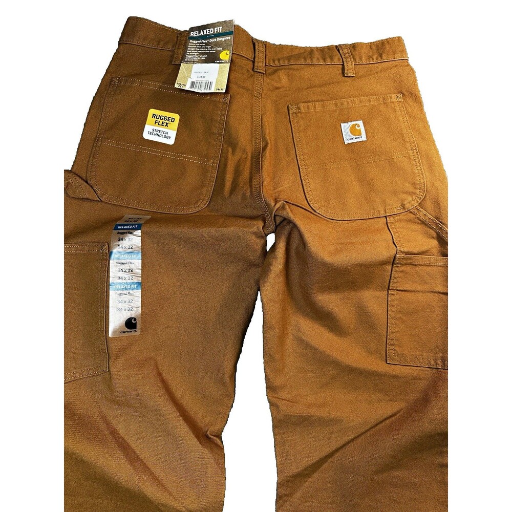 NWT Carhartt Men's Relaxed Fit Rugged Flex Duck Canvas Work Dungaree Pants 34x32